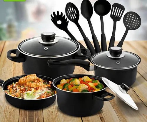 Juego de ollas y utensilios 13 piezas