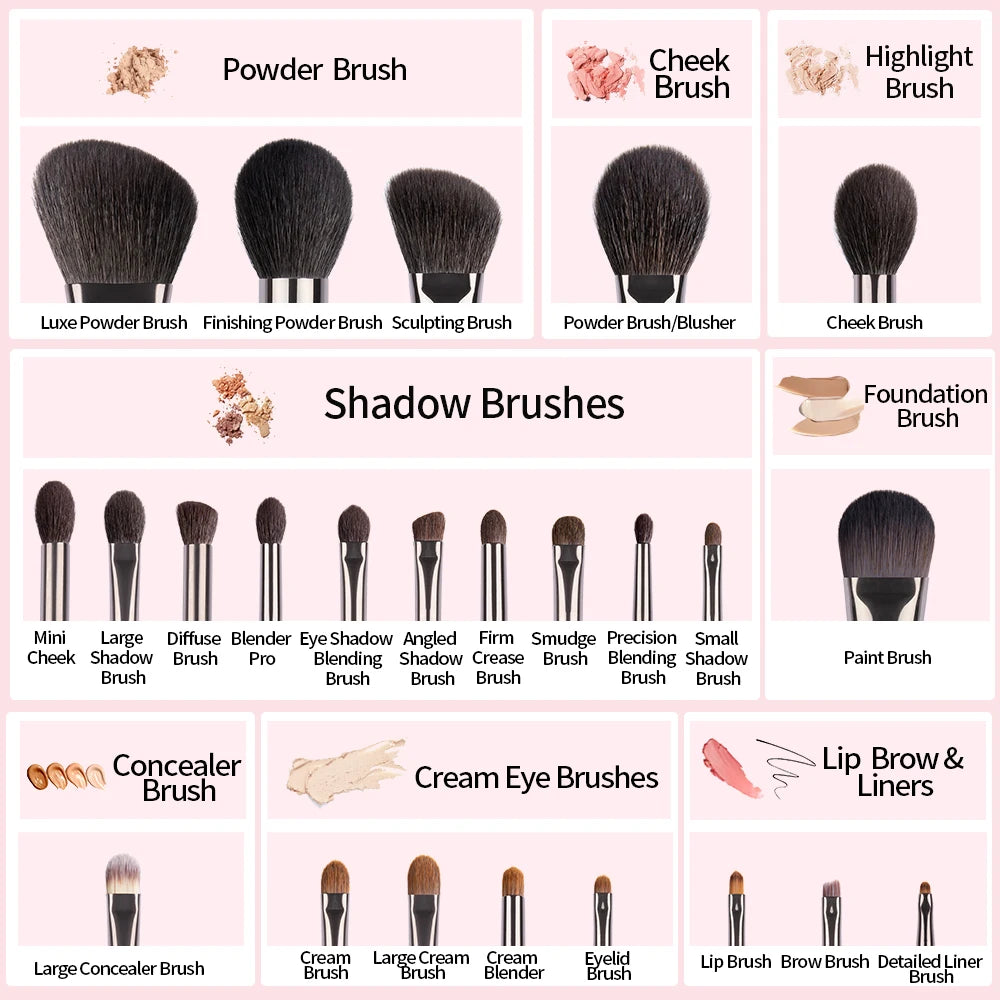 Conjunto de pincéis de maquiagem natural para Sombra