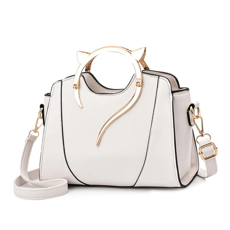 Bolsa de Mão Para Mulheres 2025 Moda Design Couro modelo Gato