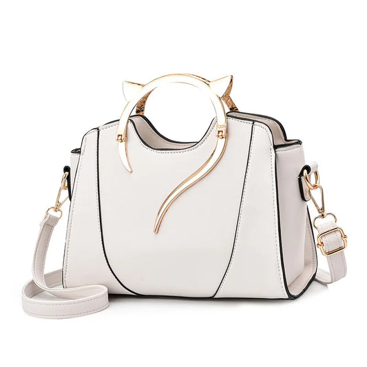 Bolsa de Mão Para Mulheres 2025 Moda Design Couro modelo Gato