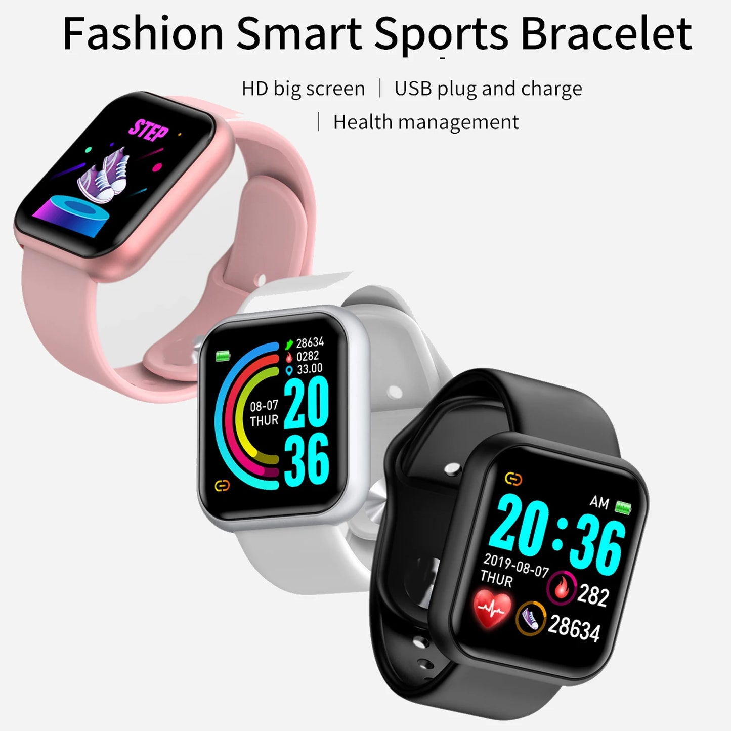 Relógios inteligentes com Pulseira fitness Bluetooth para Homens e Mulheres