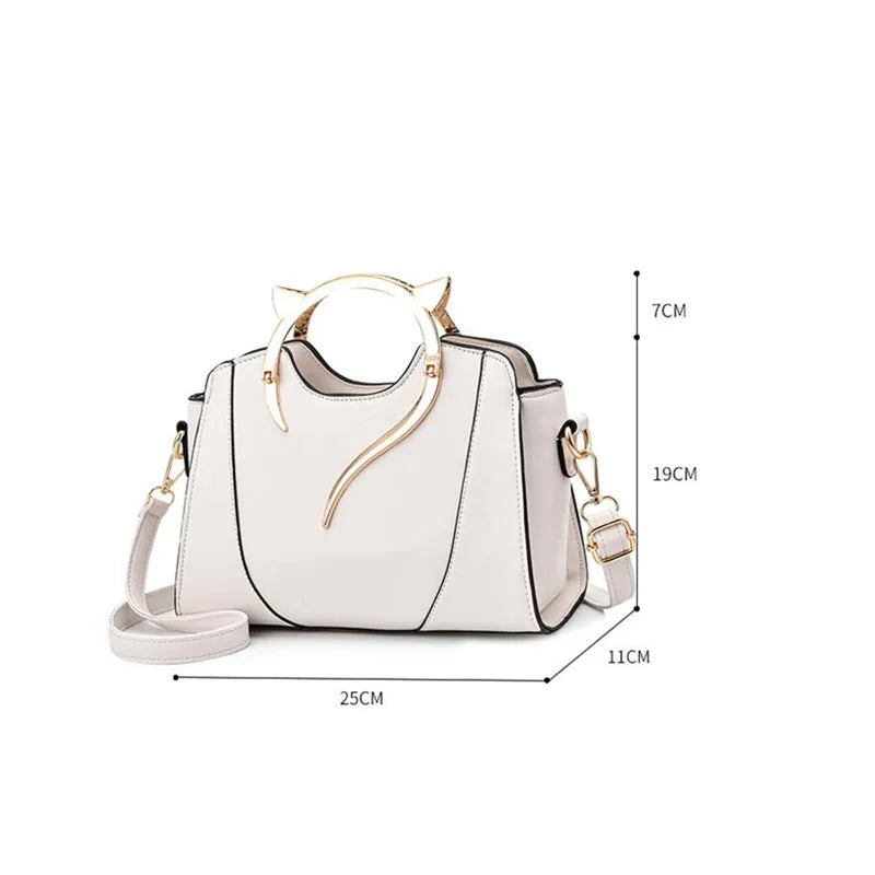 Bolsa de Mão Para Mulheres 2025 Moda Design Couro modelo Gato