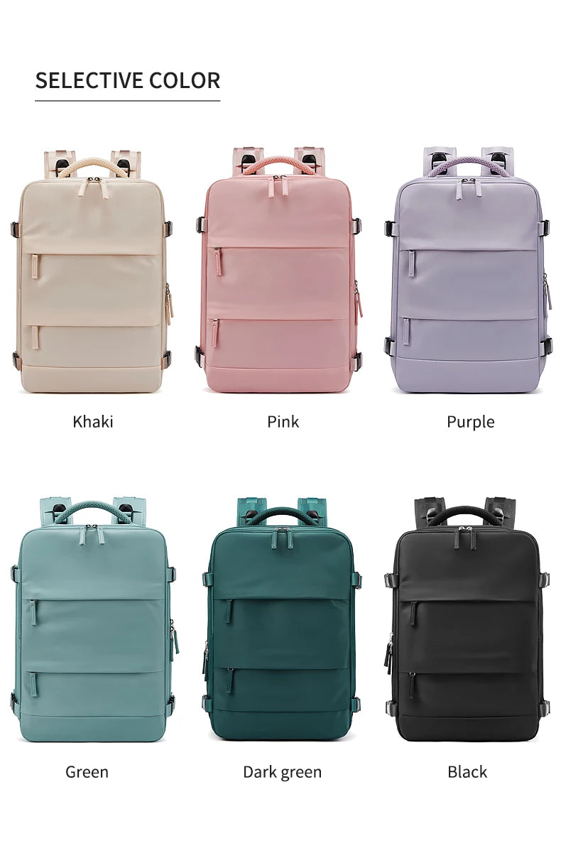 Mochila feminina para laptop 15,6 polegadas Mochila escolar com carregamento USB