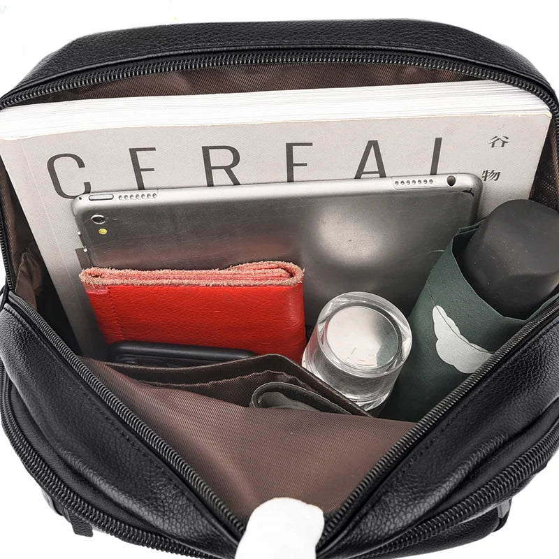 Mochila de couro feminina de luxo casual
