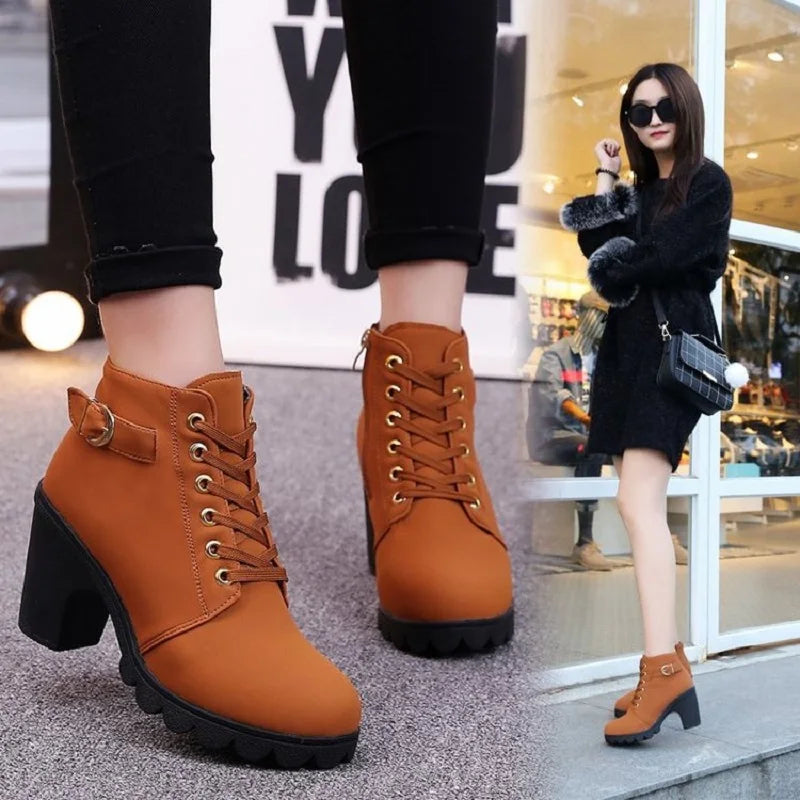 Bota feminina de Primavera e inverno em alta qualidade e conforto