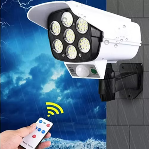 Lámpara Solar Tipo Cámara — ¡Ilumina y protege tu hogar toda la noche!