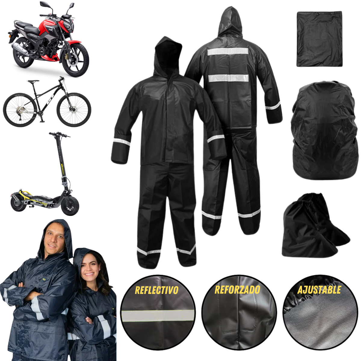 Impermeable completo lluvia moto bici sc