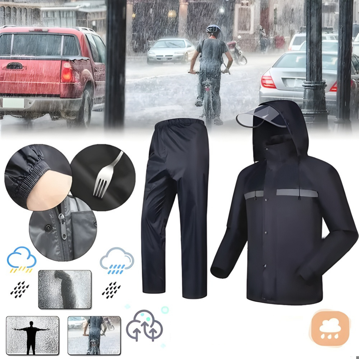 Impermeable completo lluvia moto bici sc