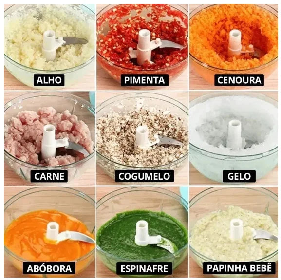 Processador e Triturador Manual de alimentos 3 laminas