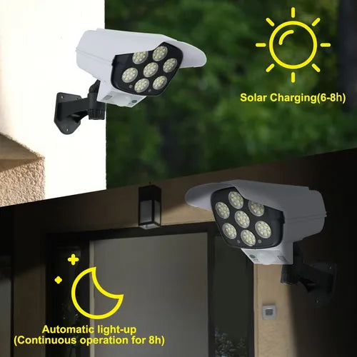 Lámpara Solar Tipo Cámara — ¡Ilumina y protege tu hogar toda la noche!