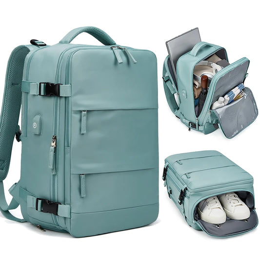 Mochila feminina para laptop 15,6 polegadas Mochila escolar com carregamento USB
