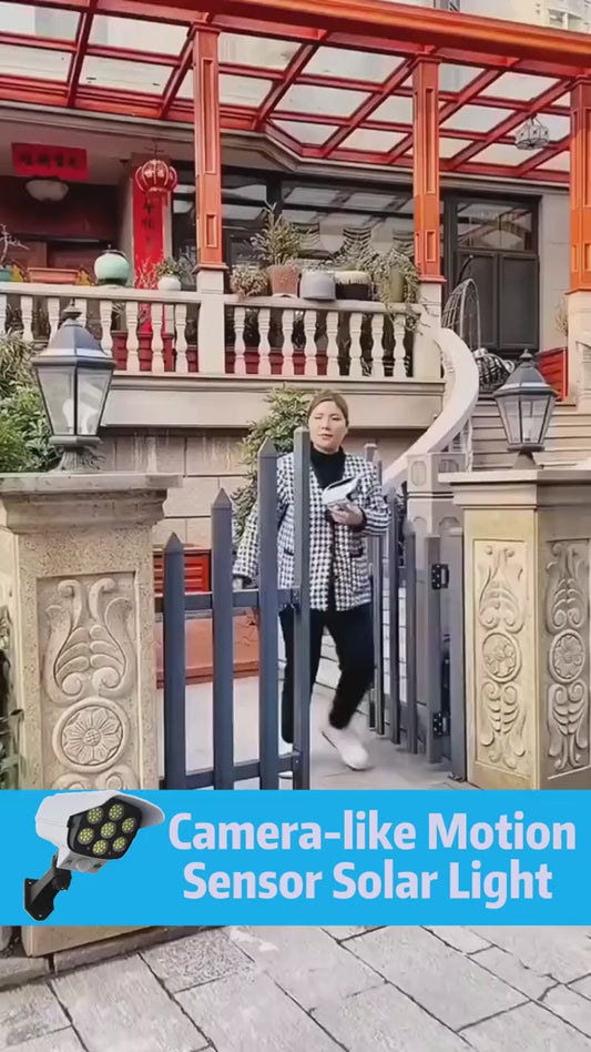 Lámpara Solar Tipo Cámara — ¡Ilumina y protege tu hogar toda la noche!